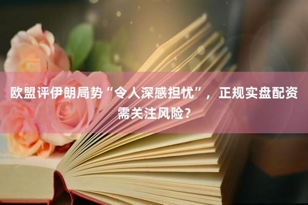 欧盟评伊朗局势“令人深感担忧”，正规实盘配资需关注风险？