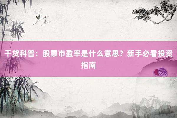干货科普：股票市盈率是什么意思？新手必看投资指南