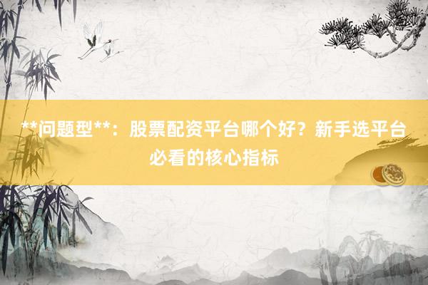 **问题型**：股票配资平台哪个好？新手选平台必看的核心指标
