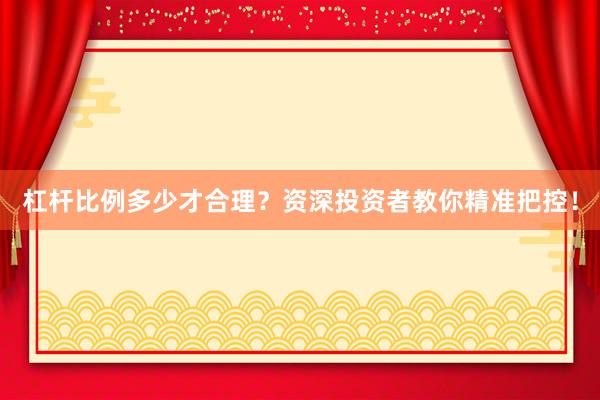 杠杆比例多少才合理？资深投资者教你精准把控！