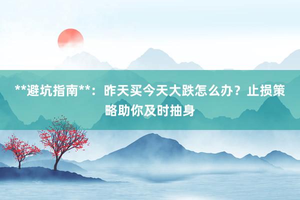 **避坑指南**：昨天买今天大跌怎么办？止损策略助你及时抽身