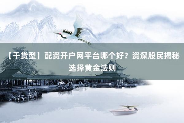 【干货型】配资开户网平台哪个好？资深股民揭秘选择黄金法则