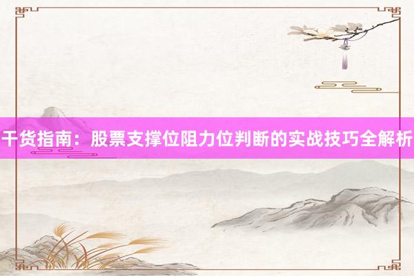 干货指南：股票支撑位阻力位判断的实战技巧全解析