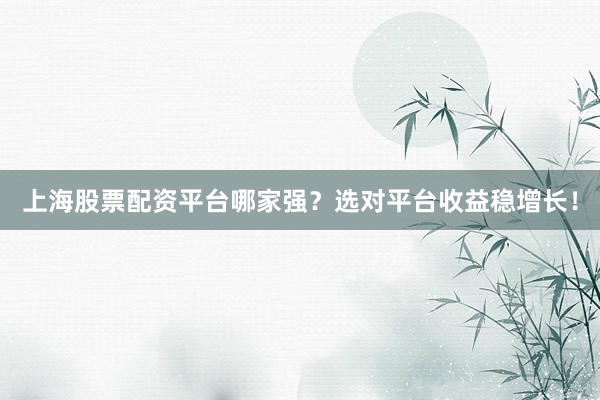 上海股票配资平台哪家强？选对平台收益稳增长！