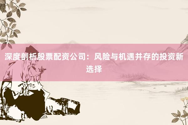 深度剖析股票配资公司：风险与机遇并存的投资新选择