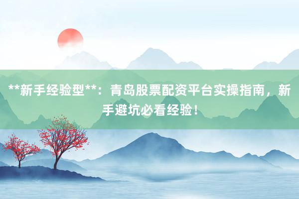 **新手经验型**：青岛股票配资平台实操指南，新手避坑必看经验！