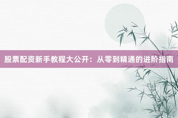 股票配资新手教程大公开：从零到精通的进阶指南