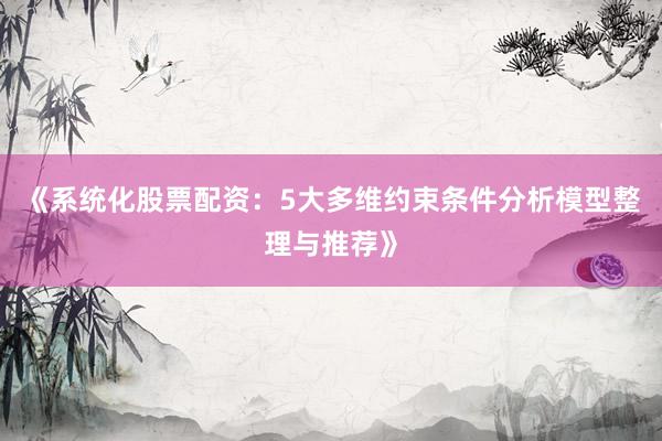 《系统化股票配资：5大多维约束条件分析模型整理与推荐》