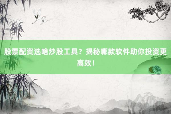股票配资选啥炒股工具？揭秘哪款软件助你投资更高效！
