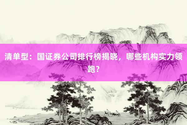 清单型：国证券公司排行榜揭晓，哪些机构实力领跑？