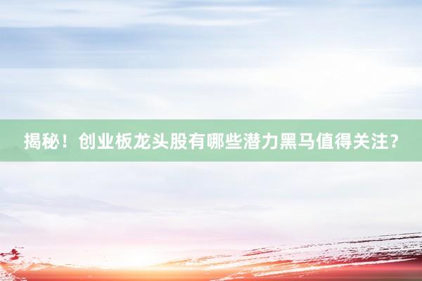 揭秘！创业板龙头股有哪些潜力黑马值得关注？