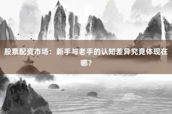 股票配资市场：新手与老手的认知差异究竟体现在哪？
