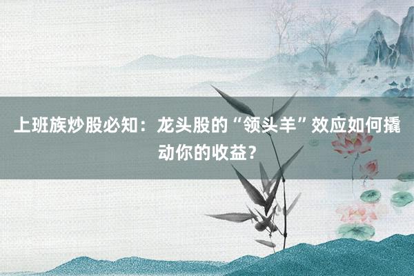 上班族炒股必知：龙头股的“领头羊”效应如何撬动你的收益？