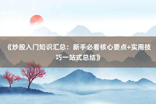 《炒股入门知识汇总：新手必看核心要点+实用技巧一站式总结》